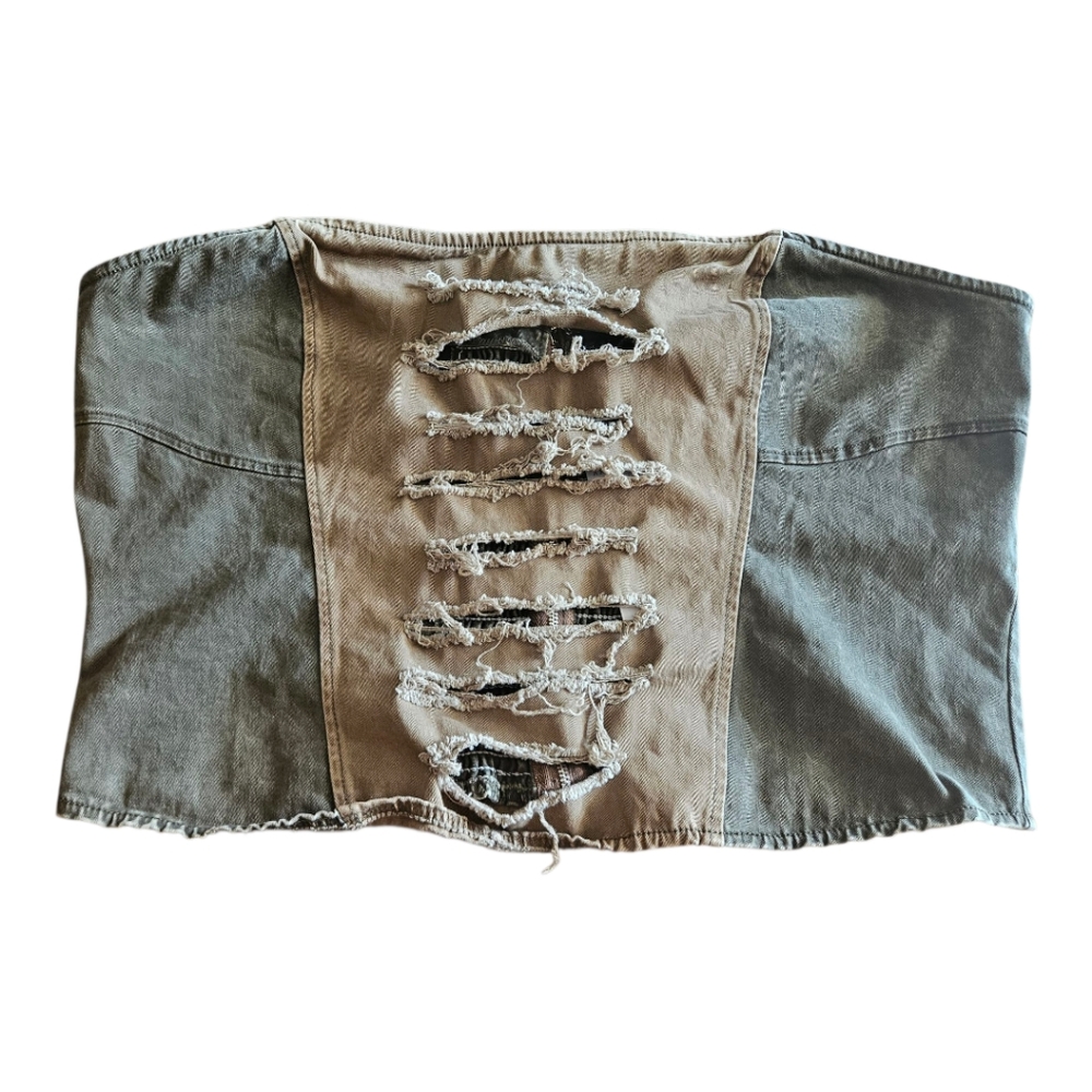 AKIRA Distressed Denim Crop Top Size 1X